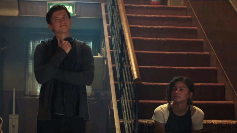 Tom Holland as Peter Parker and Zendaya as Michelle/MJ in Spider-Man: Far From Home