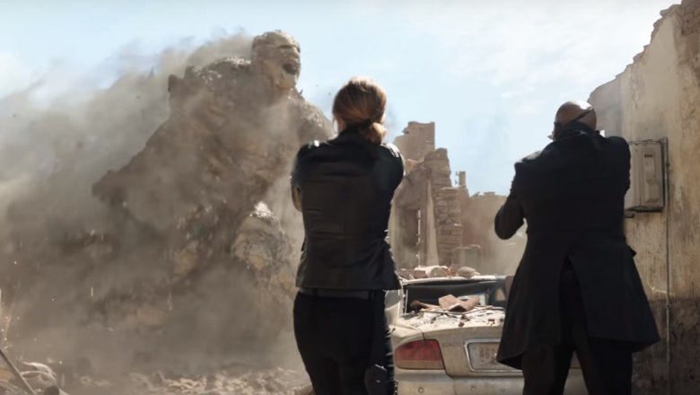 Cobie Smulders as Maria Hill and Samuel L. Jackson as Nick Fury in Spider-Man: Far From Home