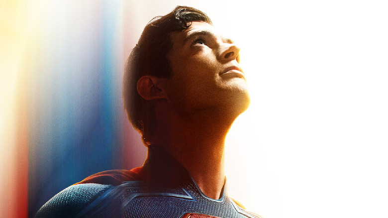 Superman looks upward in the poster for 