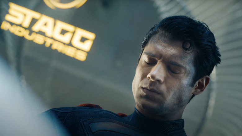 Superman has a tough moment at Stagg Industries in "Superman" (2025)