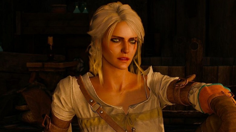 Ciri sitting by fire