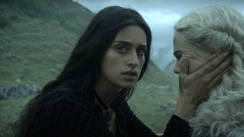 Yennefer finds Ciri and holds her face