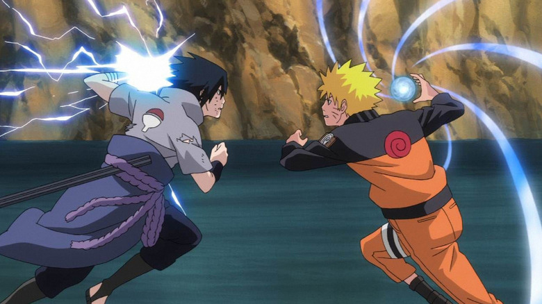 Naruto and Sasuke charging at each other