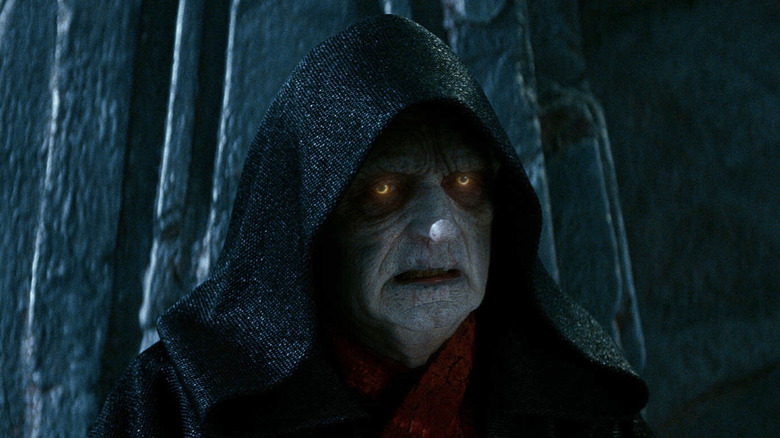 Palpatine glowering in Sith robes