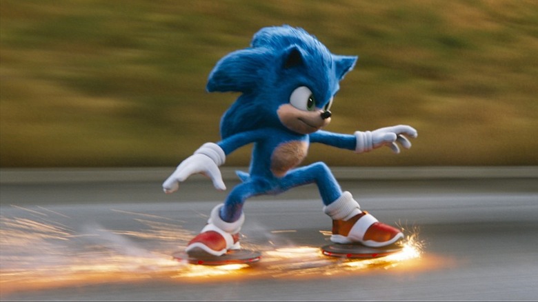 Sonic the Hedgehog surfing