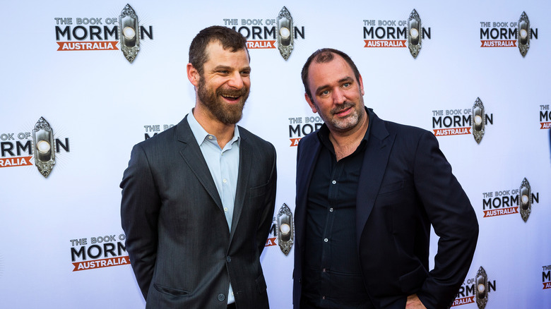 Matt Stone and Trey Parker at the opening night of "The Book of Mormon" at Princess Theatre on February 4, 2017