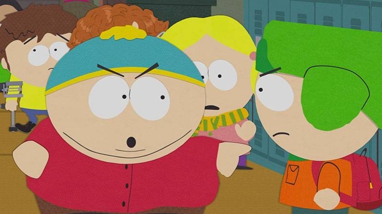 Cartman and Kyle fighting in South Park