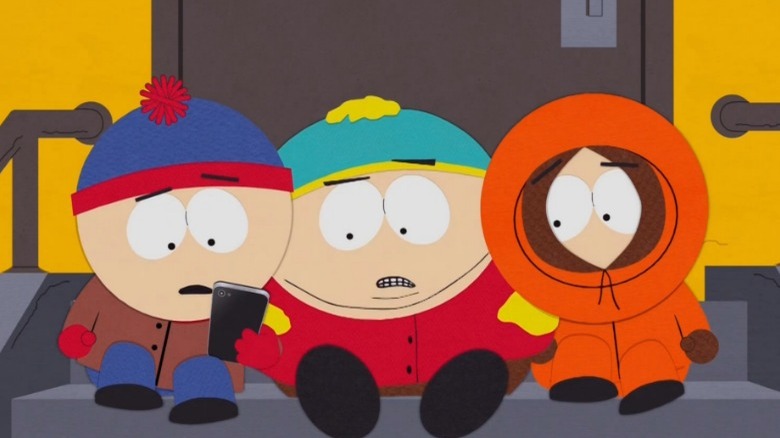 Stan, Cartman, and Kenny watch Kyle's TikTok 