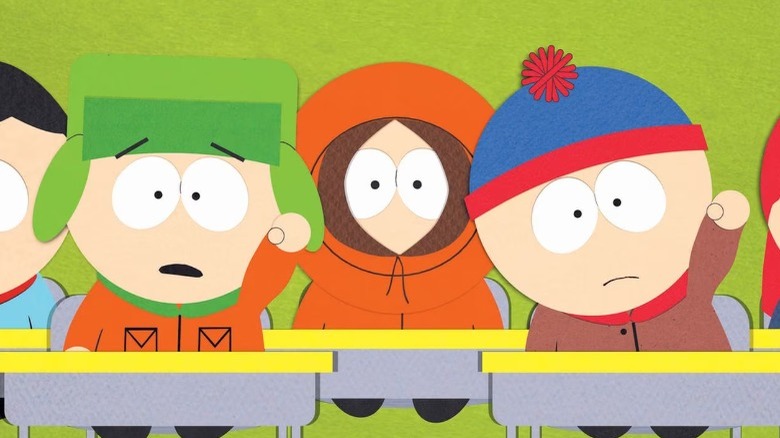 Kyle, Kenny, and Stan in class