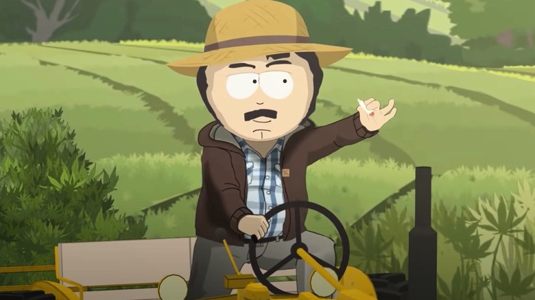 Randy Marsh sitting on tractor at Tegridy Farms
