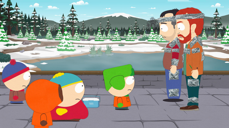 Stan, Kenny, Cartman, and Kyle see future Stan and Kyle