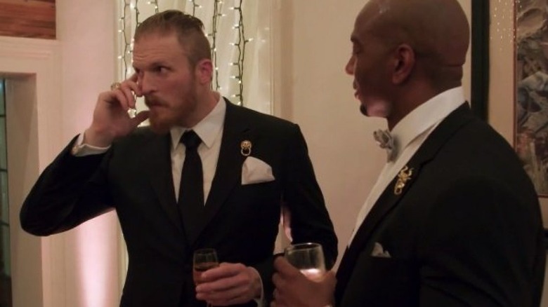 Jeff Charleston drinking at a wedding