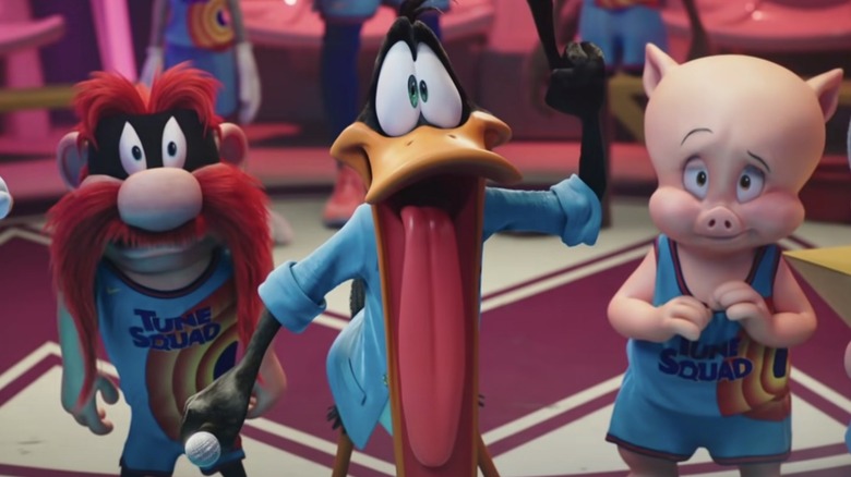 Daffy, Porky Pig, and Yosemite in Sam in "Space Jam: A New Legacy"