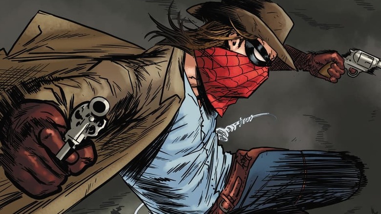 Webslinger holding pistols in each hand