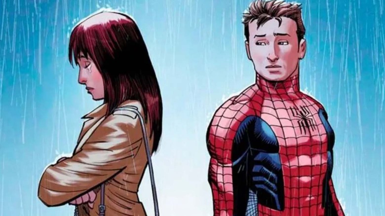 Peter Parker and MJ sad in the rain