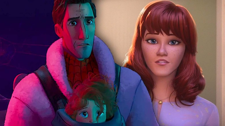 Spider-Verse versions of Peter, Mayday, and MJ