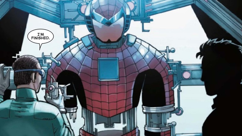 Norman Osborn debuts a new armor to Peter Parker