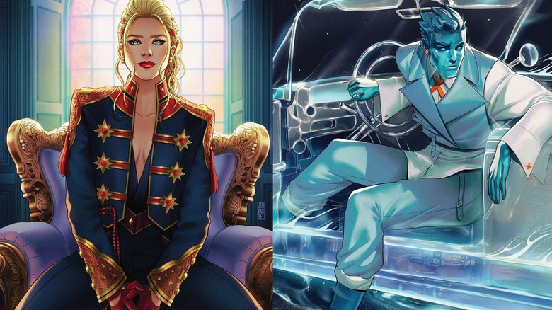 Captain Marvel and Iceman's Hellfire Gala costumes