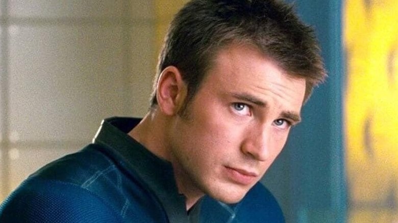 Chris Evans looking up