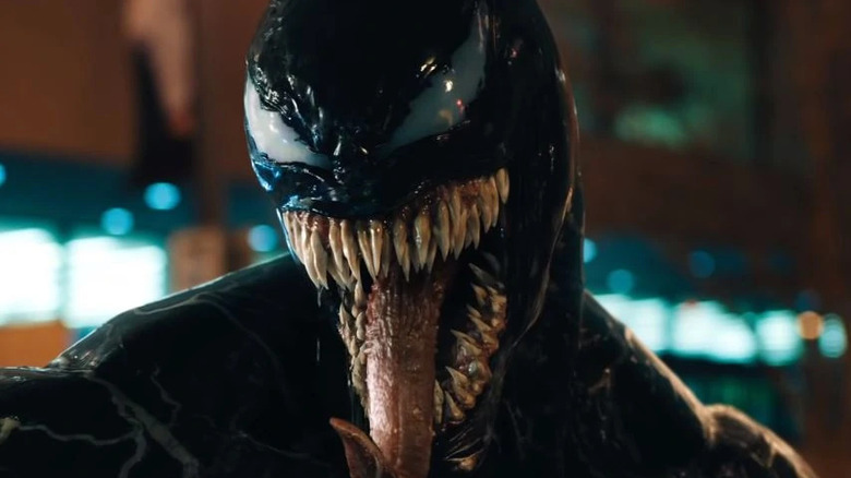 Venom sticks out his tongue