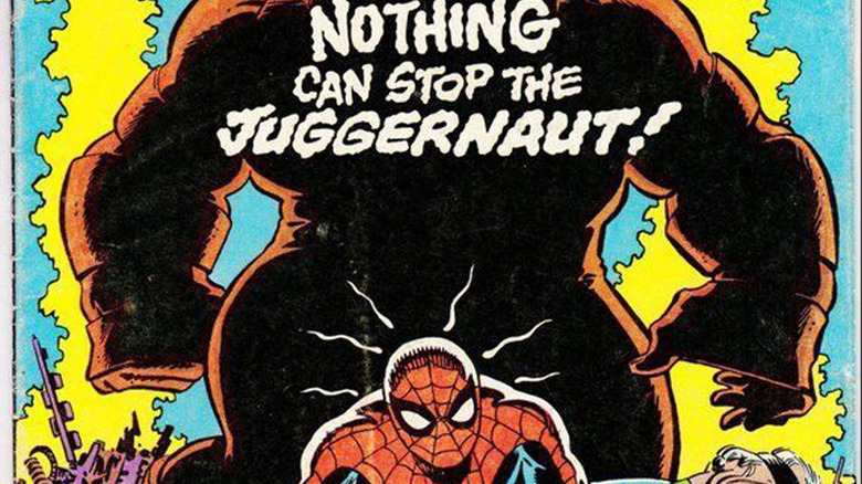 The Juggernaut looms behind Spider-Man