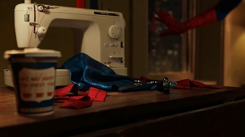 A sewing machine and the new Spider-Man suit