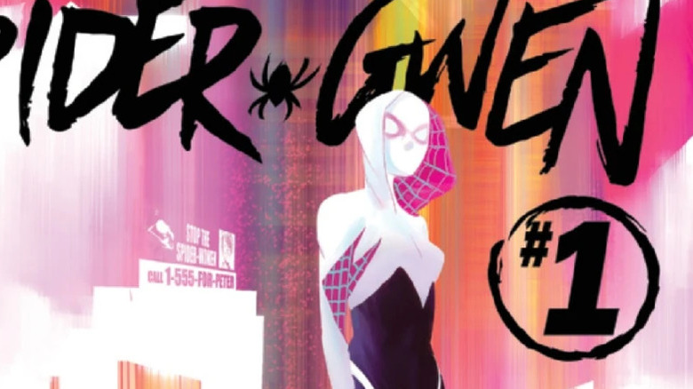 Spider-Gwen standing in front of the Lizard