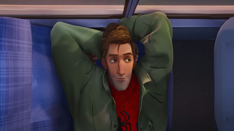 Peter B. Parker lounging on a bus seat