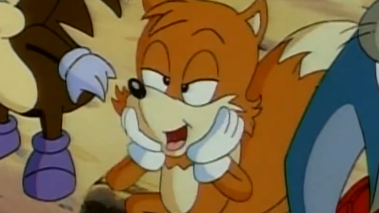 Tails makes a silly face