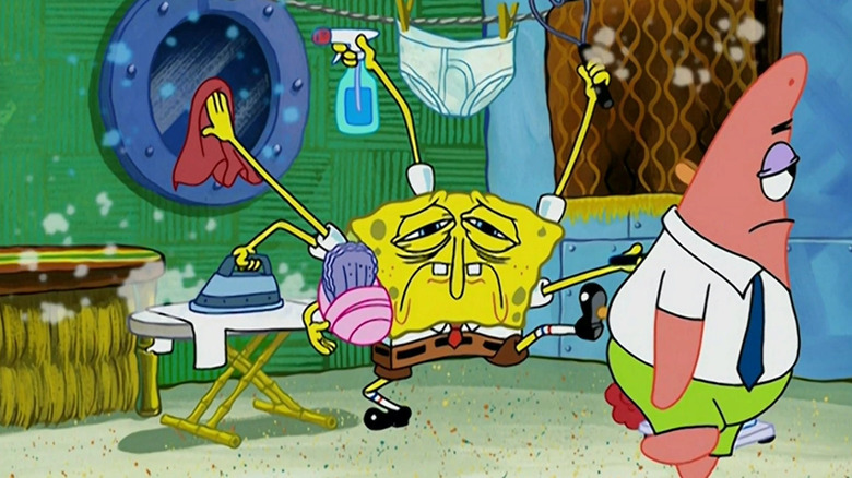 Patrick ignoring SpongeBob doing chores