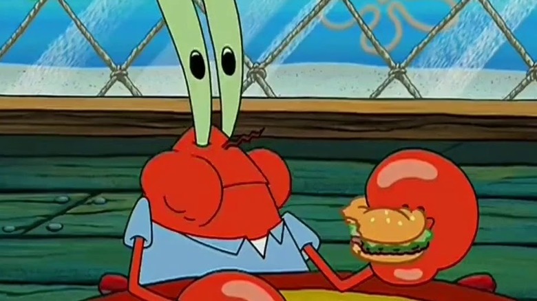 Mr. Krabs eating krabby patty