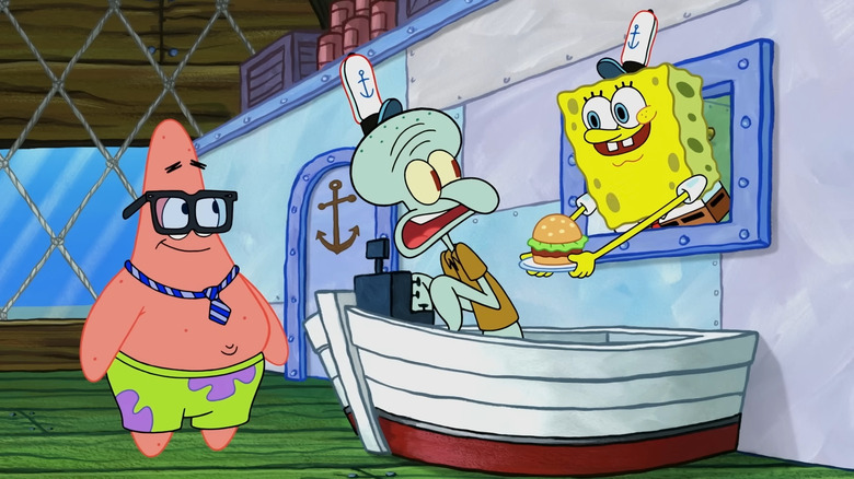 Patrick, Squidward and SpongeBob talking