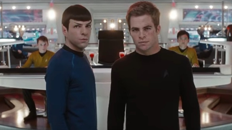 Spock and Kirk looking at camera