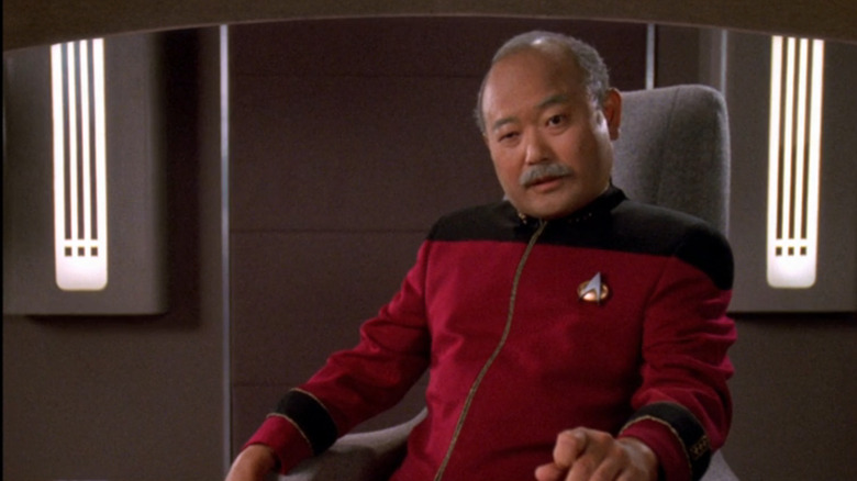 Admiral Nakamura speaks to Captain Picard