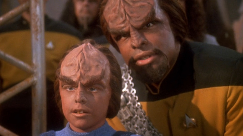 Alexander and Worf in a Klingon ritual