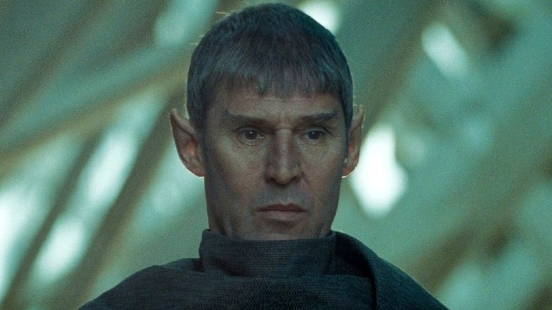 Sarek looks down at Spock