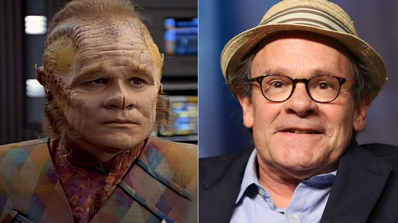 Neelix beside Ethan Phillips smiling