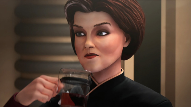 Janeway sips tea