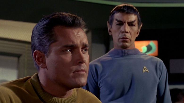 The original Pike and Spock on the bridge in "The Cage"