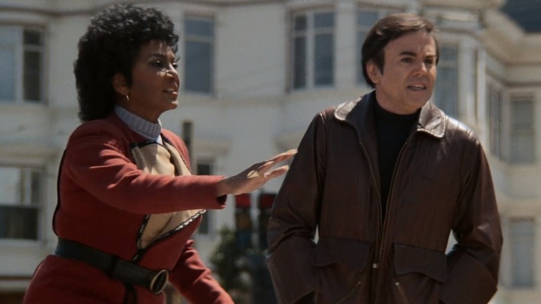 Uhura and Chekov in street