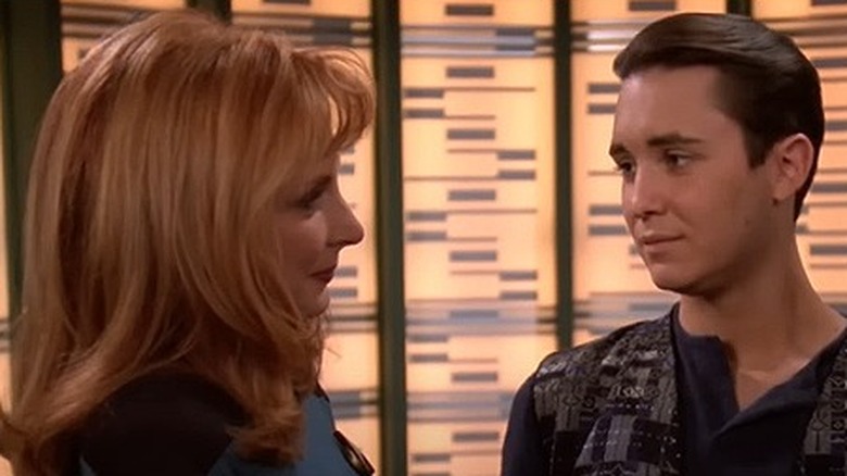 Beverly Crusher smiling at Wesley Crusher 