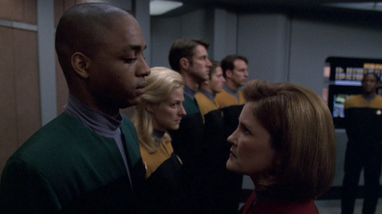 Captain Janeway addresses the survivors of the USS Equinox that join her crew