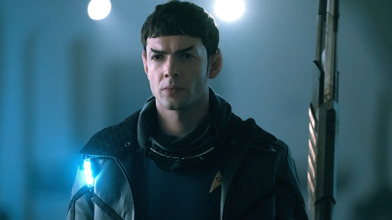 Spock looking serious wearing jacket