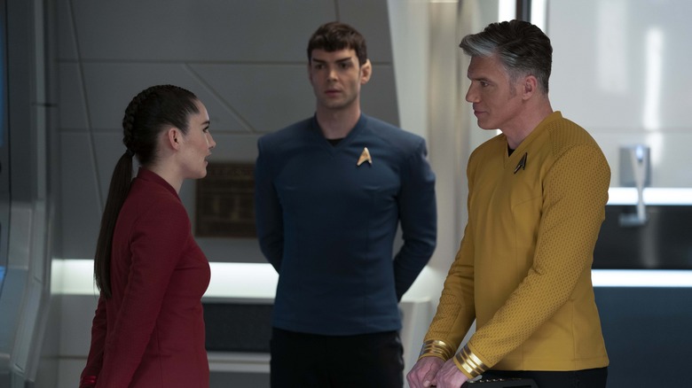 Pike, La'an, and Spock on Enterprise