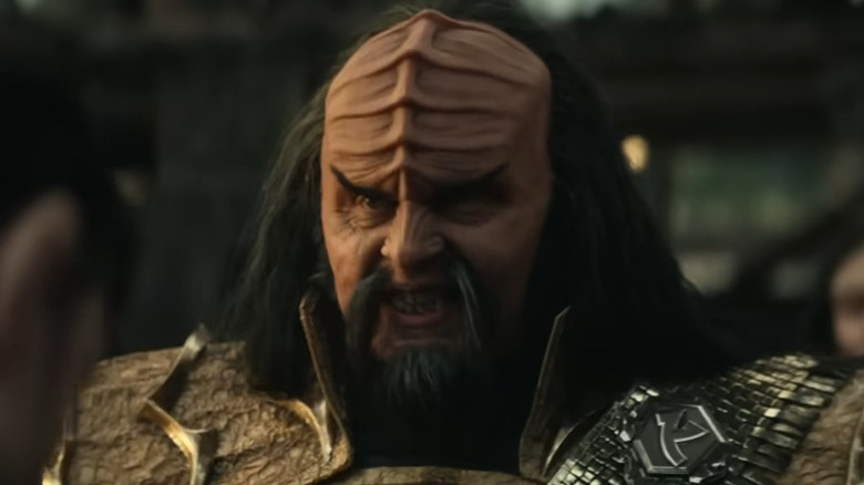 A Klingon warrior staring