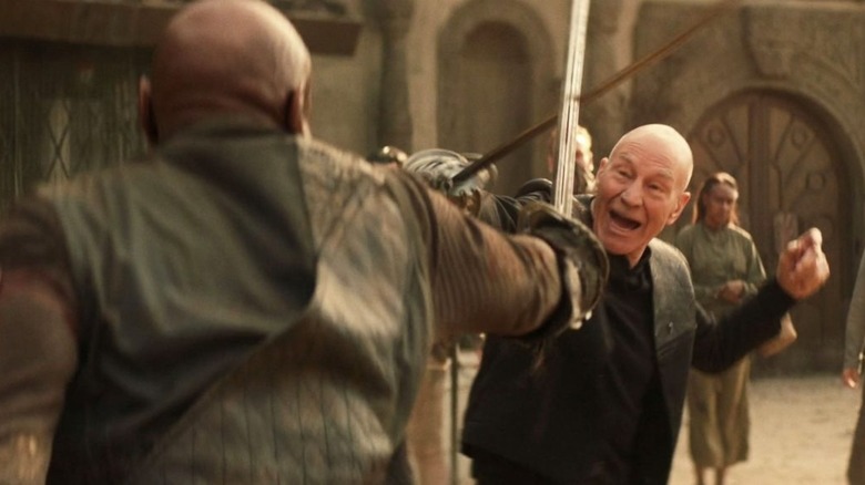 Picard sword fights with a romulan