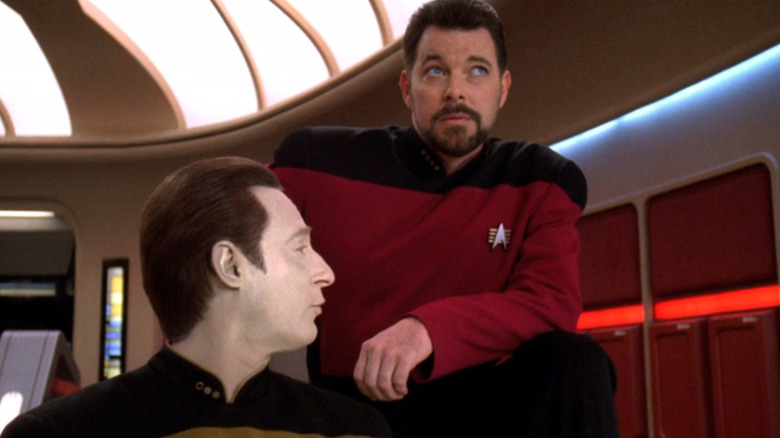 Data and Riker talking