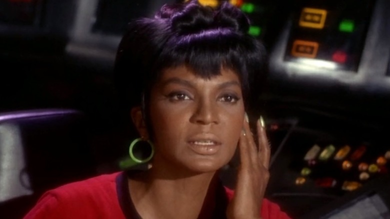 Uhura talks to Spock