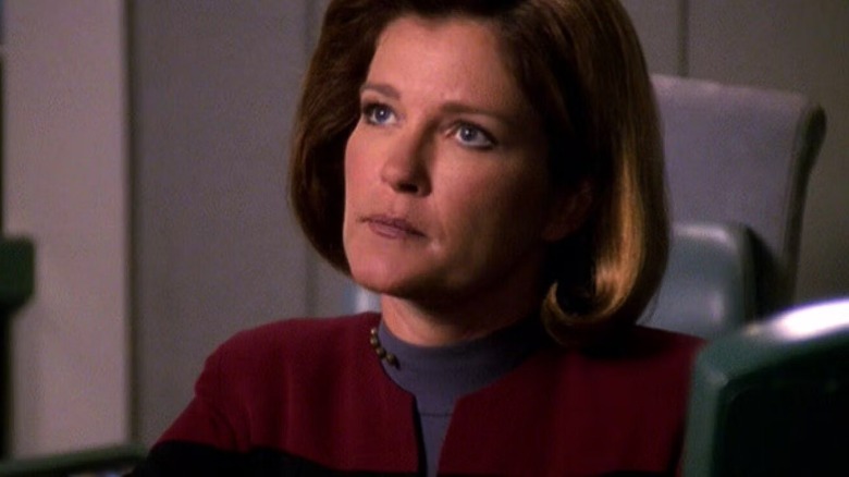 Captain Janeway looking serious 