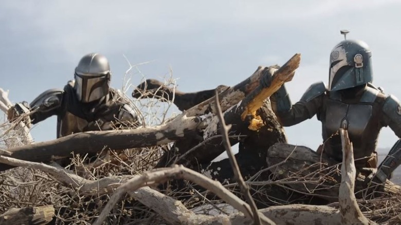 Din and Bo-Katan climbing giant nest